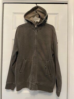 Men's Quiksilver Silver Edition Gray Sweatshirt Hoodie Full Zip Pockets Large